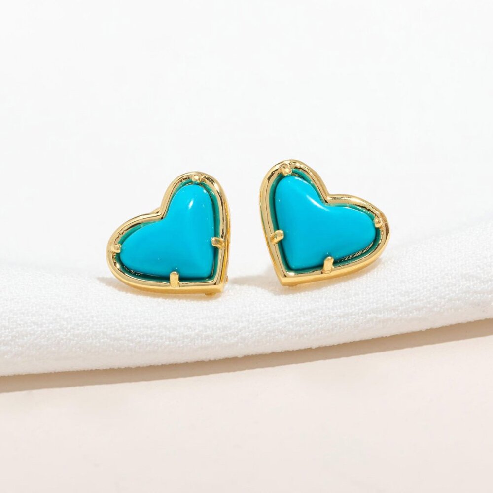 Alicia Bonnie Blue Turquoise Heart Stud Earrings Love Gift Bridal Everyday Wear